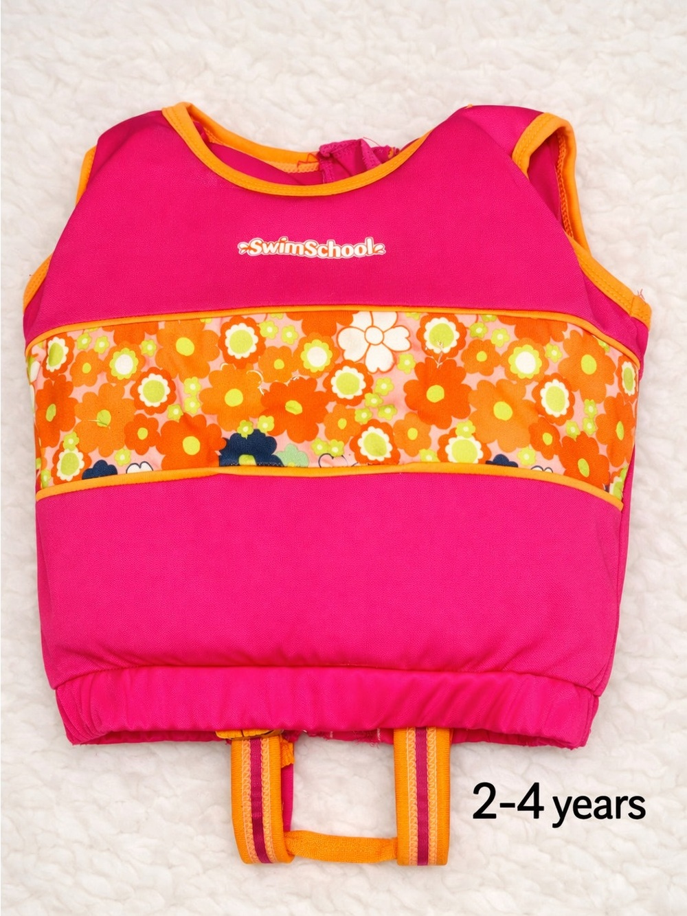 SwimSchool Kids Swim Trainer Vest — Pink/Orange Floral, Ages 2–4 (up to 33 lbs)